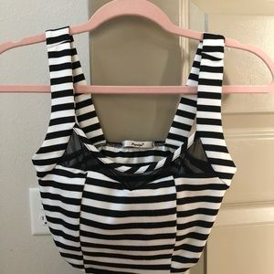 Black & White Striped Crop Top